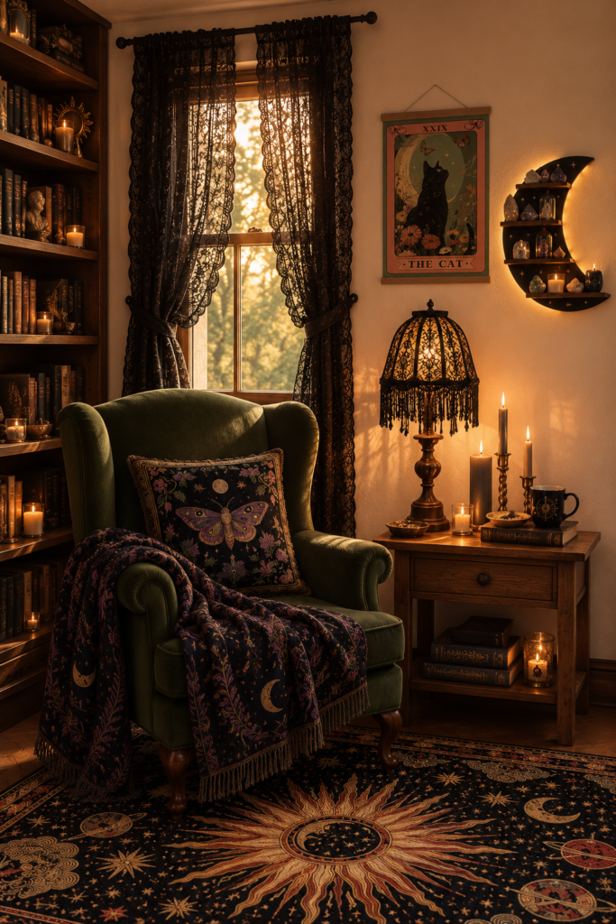 Witchy Reading Nook Ideas | Cozy Dark Academia Room Decor